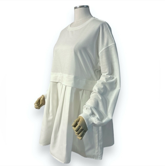 NEW FASHION Oversized White Sweatshirt Tunic Dress NWT! - Picture 3 of 9